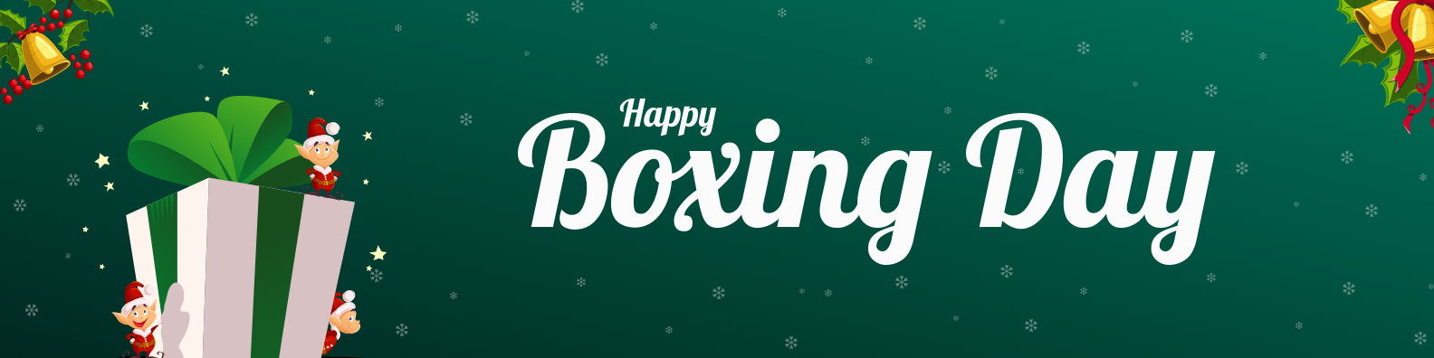 Green Background Happy Boxing Day Linkedin Banner Template
