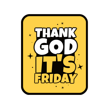 Yellow and Black Thank God Its Friday Sticker Template