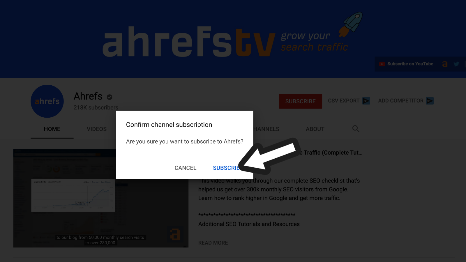 A screenshot of Ahrefs YouTube channel 2