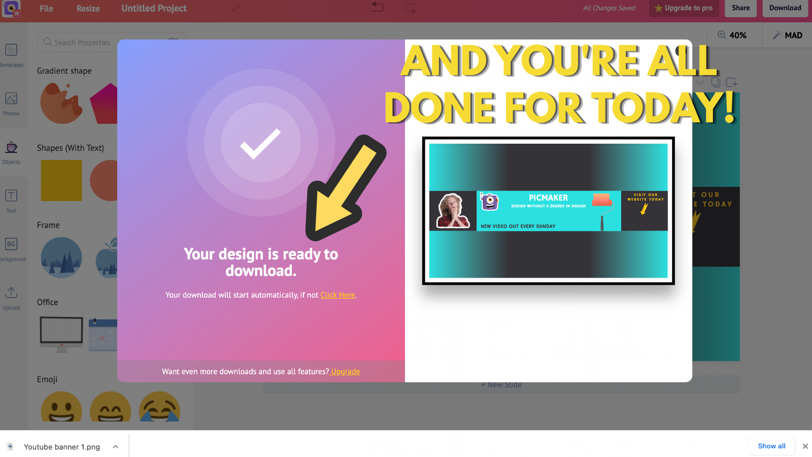 Screenshot that shows that your Youtube banner is downloaded (to make YouTube banner)