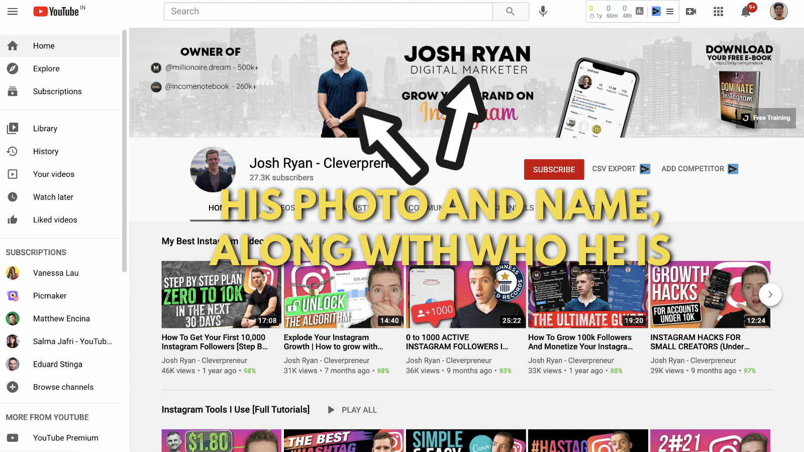 Josh Ryan's YouTube banner example 1