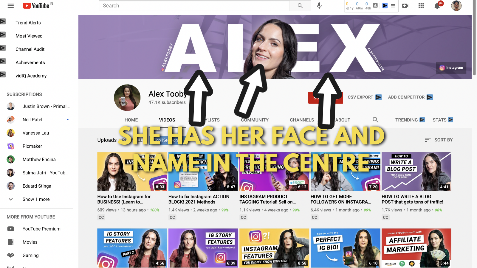 Screenshot of Alex toby's Youtube channel art example 2