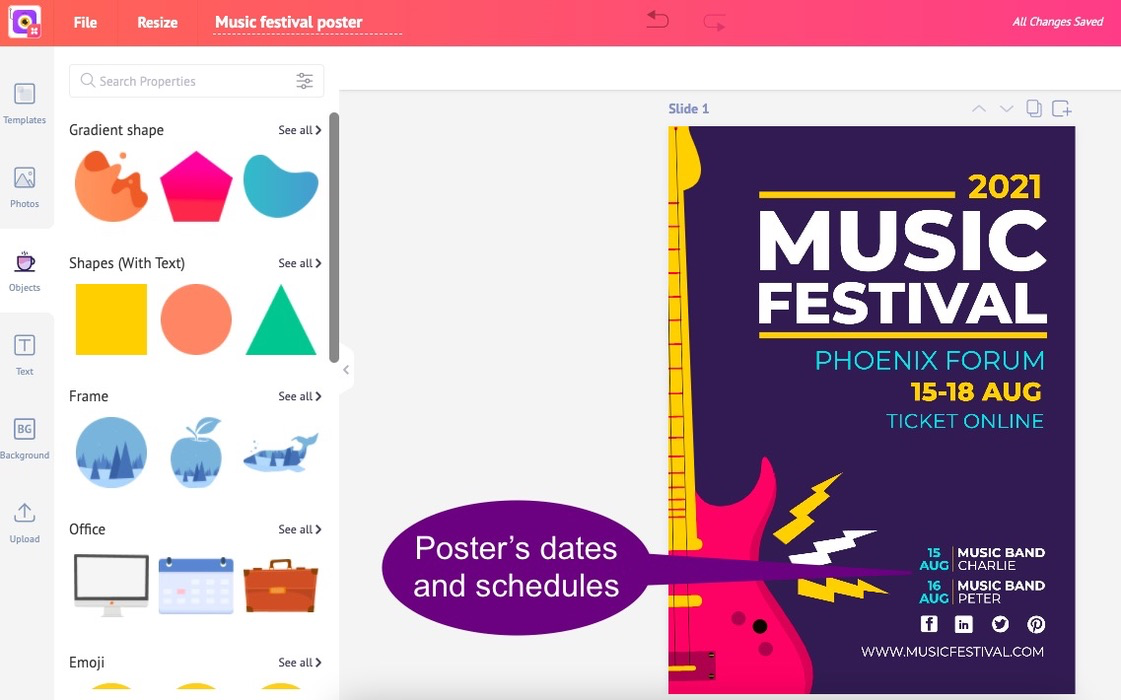 Picmaker's poster on music festivals