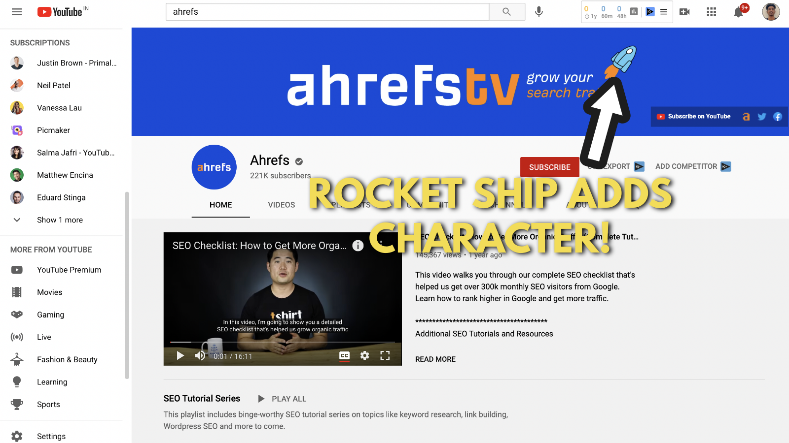 Screenshot of Ahrefs's youtube banner example 5