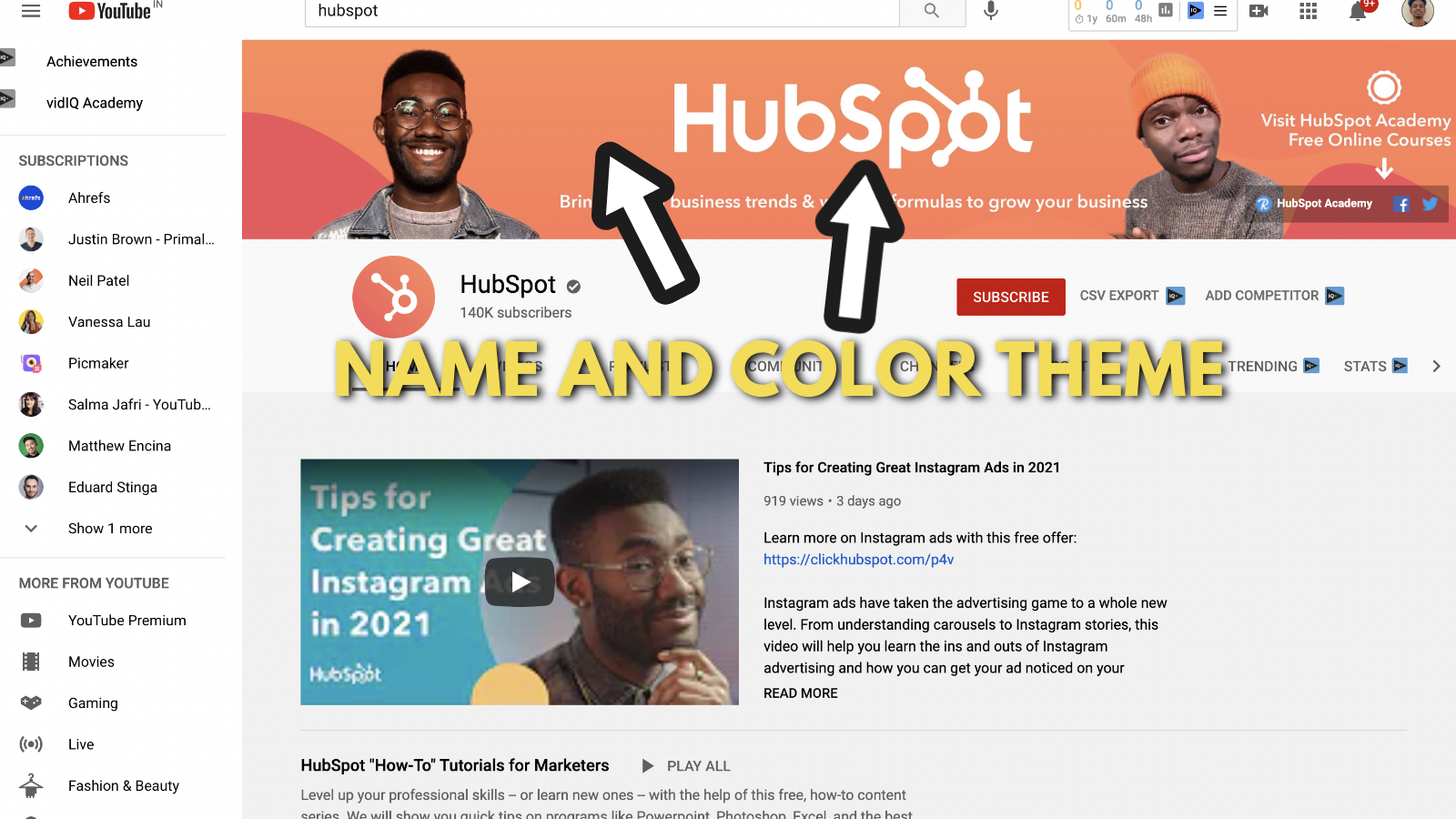 Screenshot of Hubspot's YouTube banner example 2
