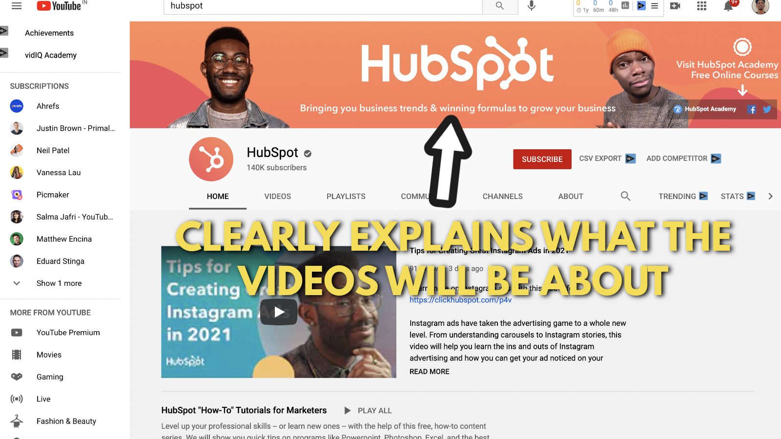 Hubspot's YouTube channel art example 4