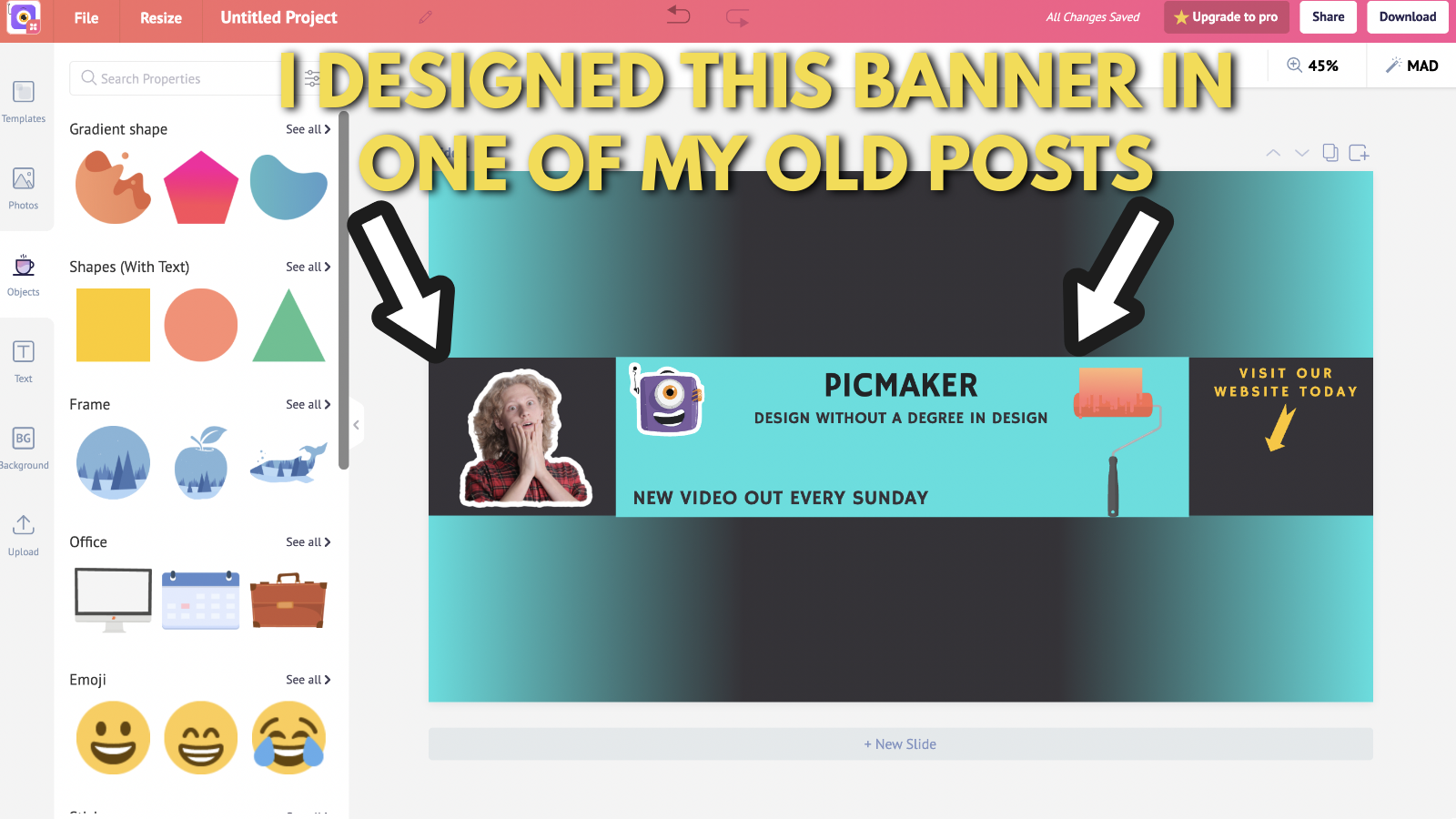 Screenshot of Picmaker's Youtube channel art creation process