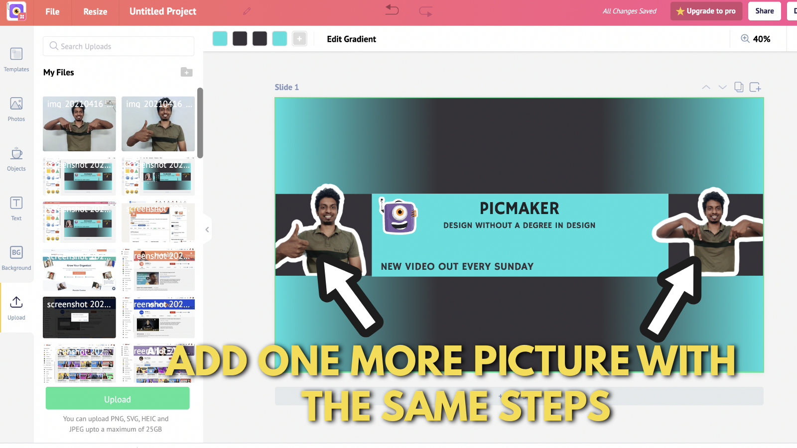 Screenshot of Picmaker's canvas with more pictures
