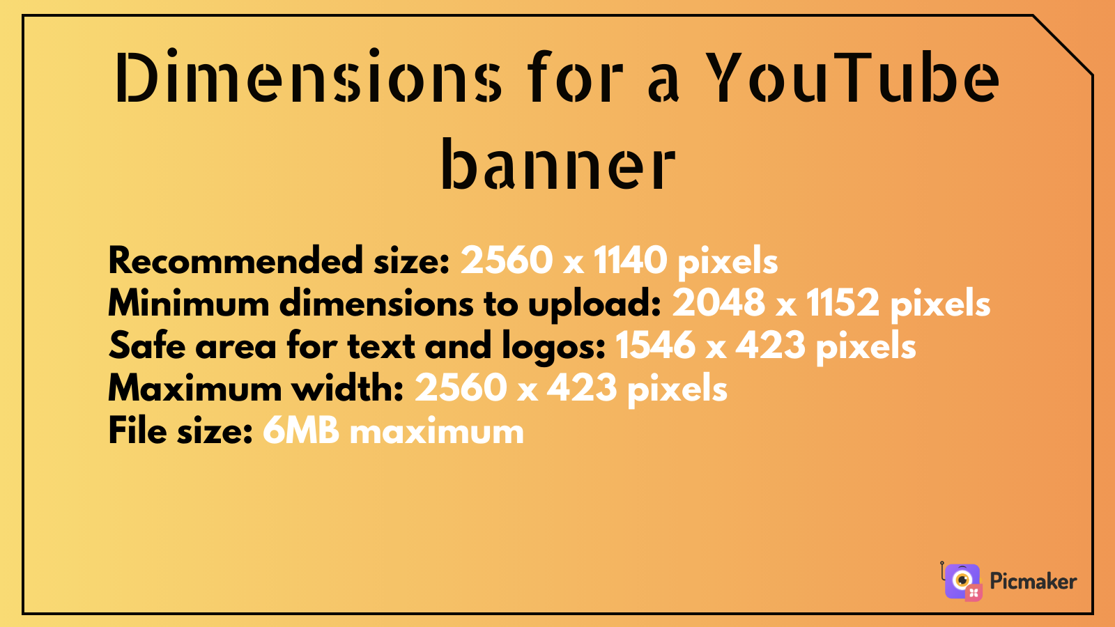 Average dimensions of a YouTube banner - Picmaker