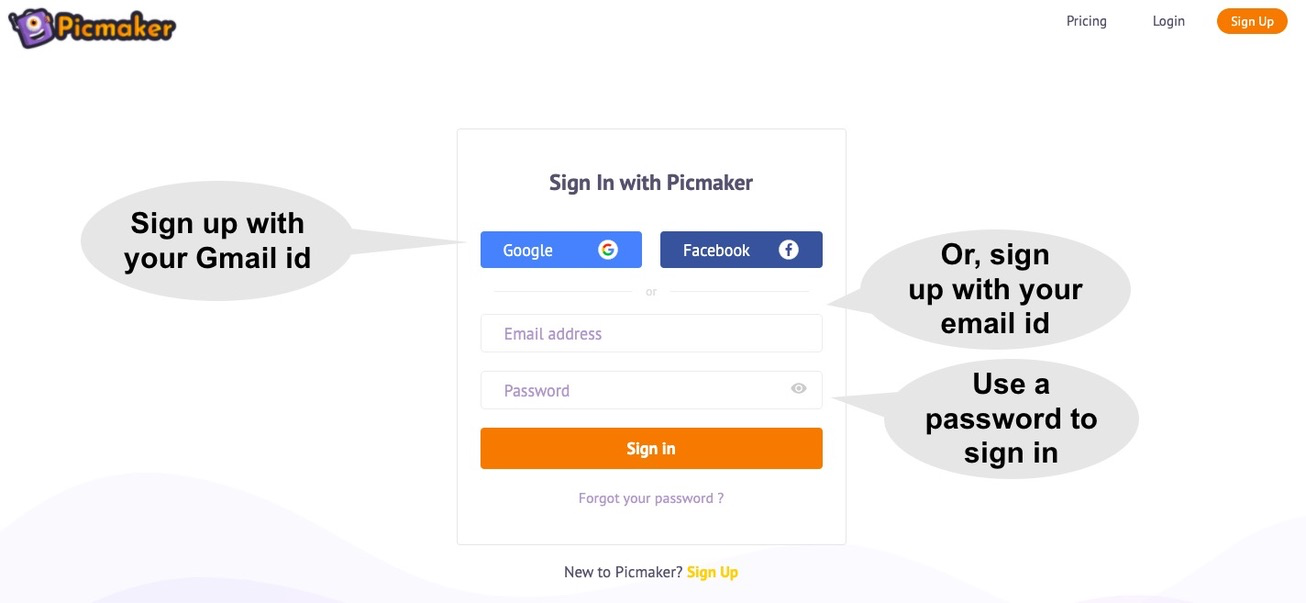 Sign up on Picmaker to create YouTube thumbnails