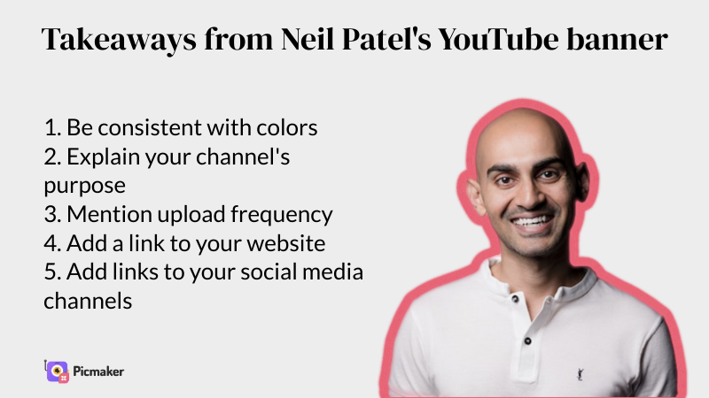 Neil Patel's YouTube channel art example