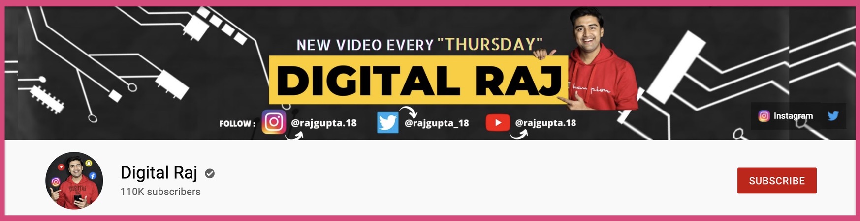 Digital Raj's 2560 x 1440 pixels YouTube banner