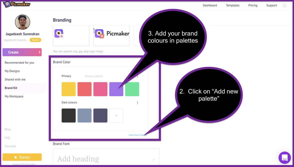 Screenshot of Picmaker's brand kit