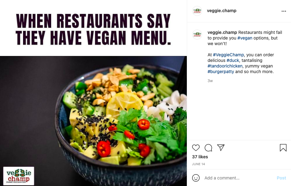 VeggieChamp pulls out memes to keep their followers engaged