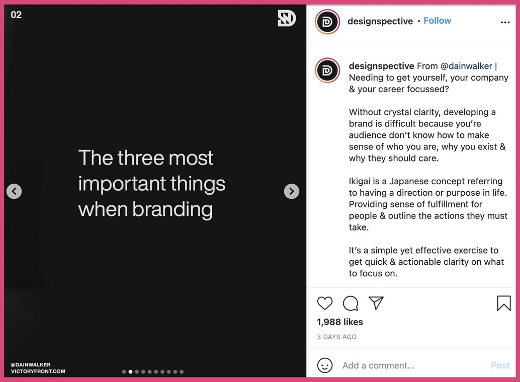 The different elements in an Instagram slide