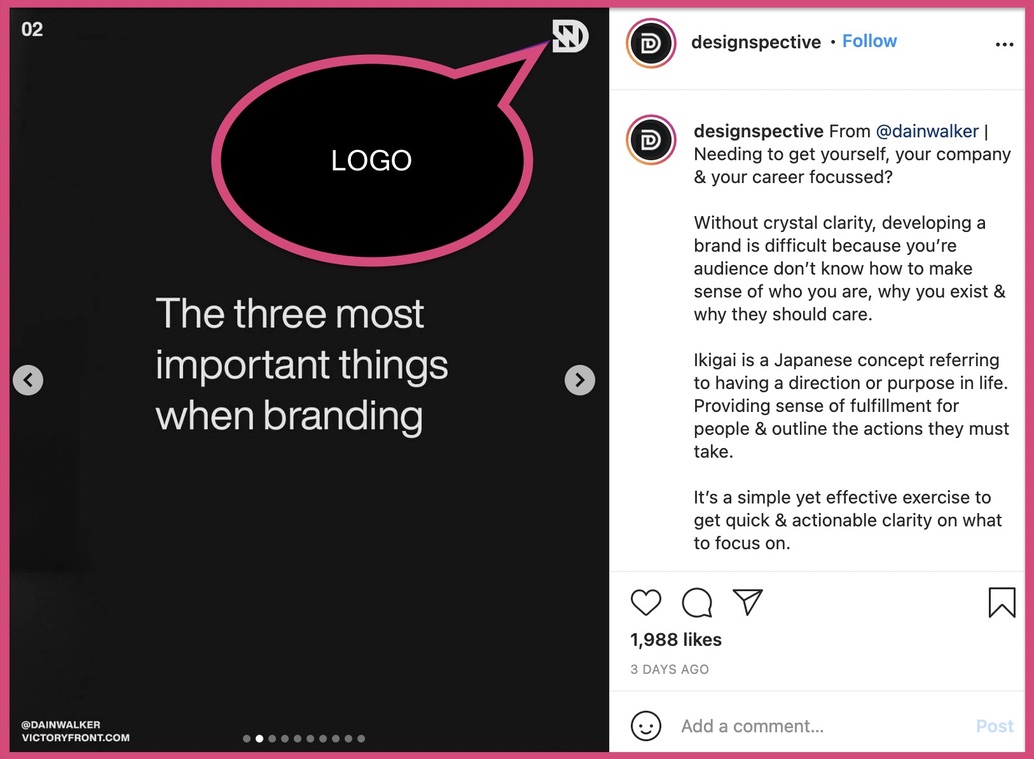 Notice the logo on the top-right of the Instagram Carousel