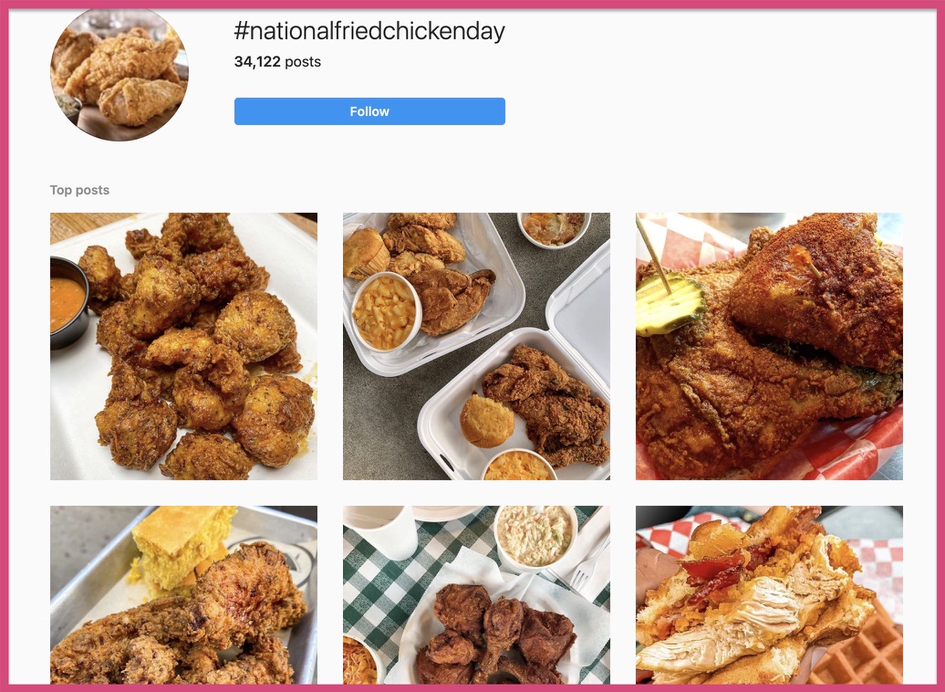 Search results for the '#nationalfriedchicken' Instagra hashtag