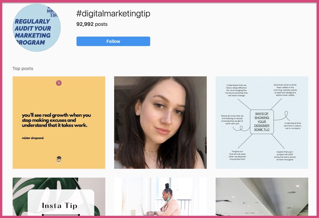 '#digitalmarketingtip' is an Instagram hashtag with medium competition