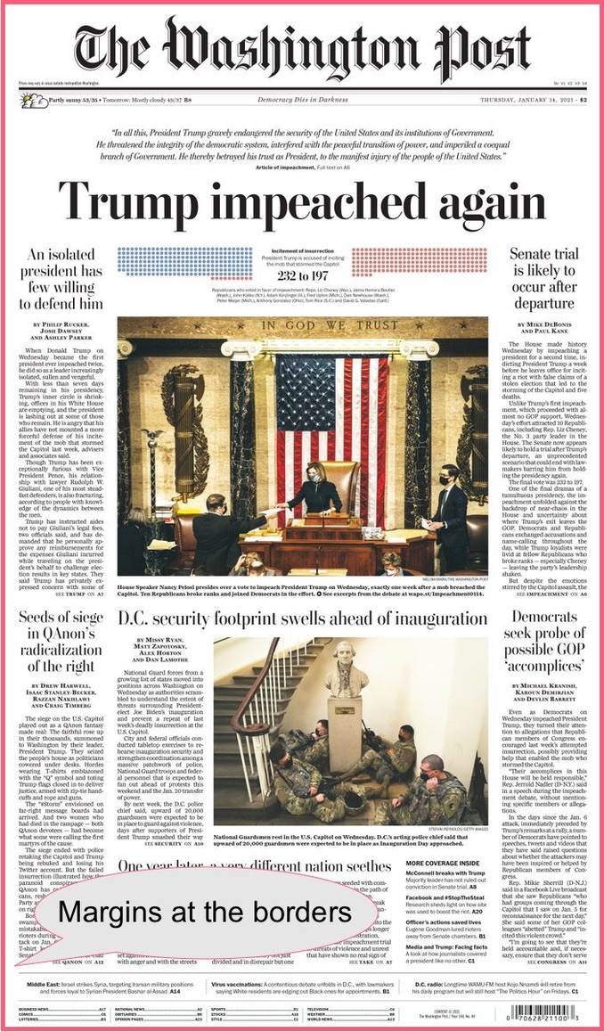 Margins in a grid layout -The Washington Times front page.