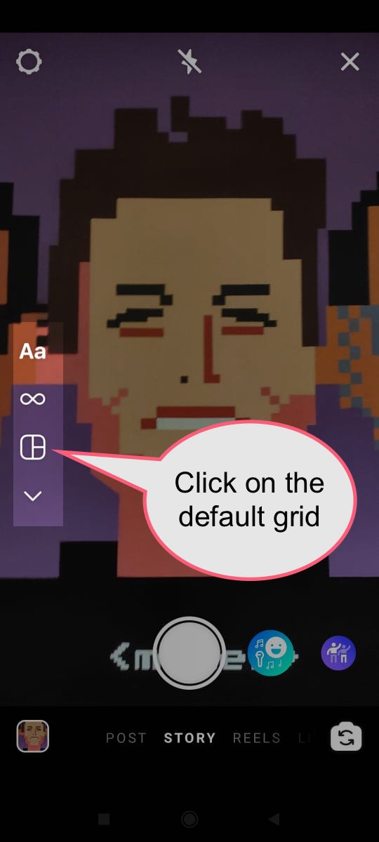 Click on the default grid that Instagram provides you.
