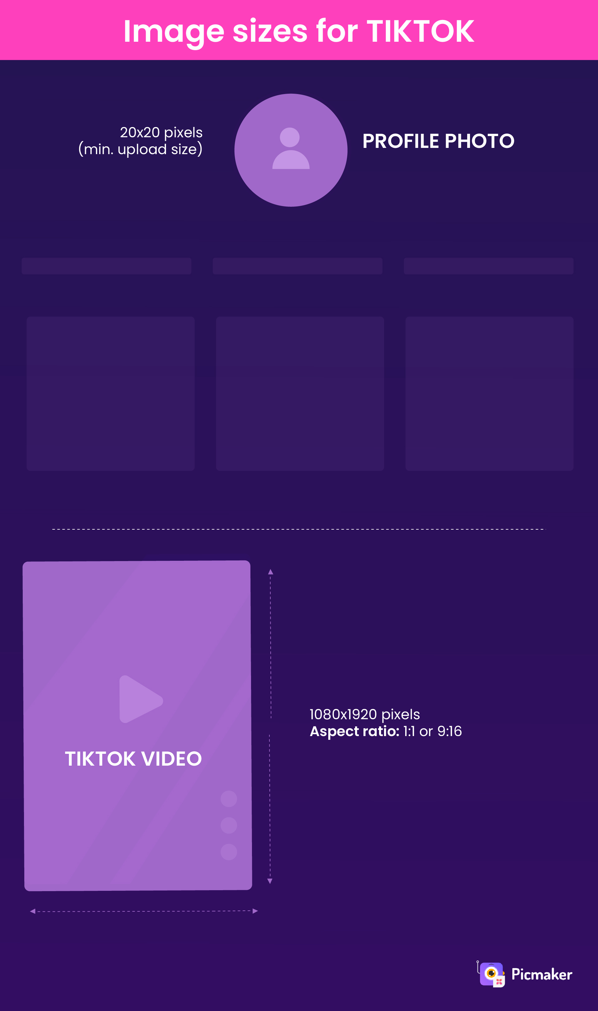 TikTok image sizes infographic