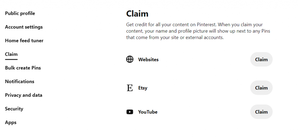 Pinterest business website claim