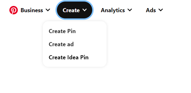 Pinterest create pin menu