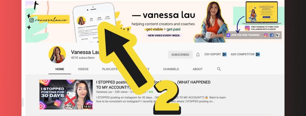 Screenshot of Vanessa's YouTube channel example 3