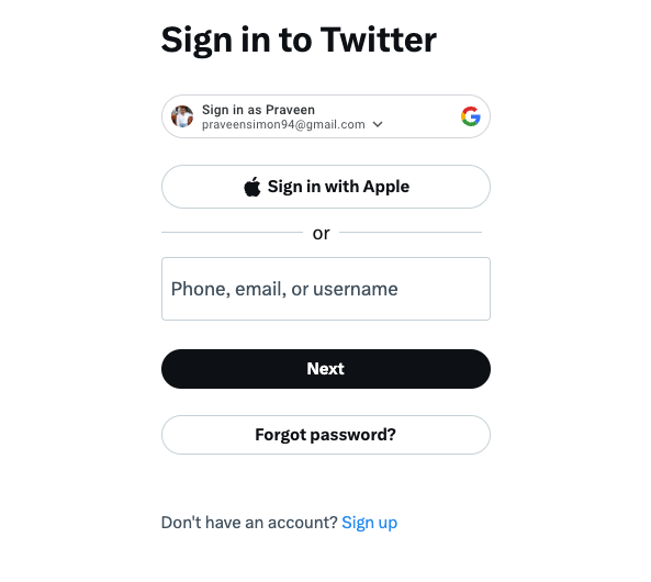 Sign in to Twitter