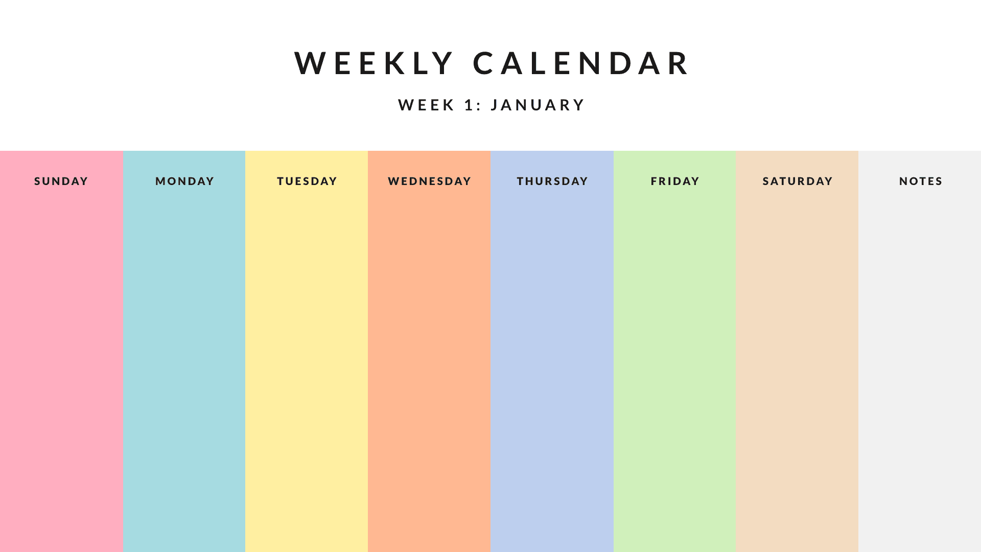 Simple Colorful Illustrated Weekly Calendar Template