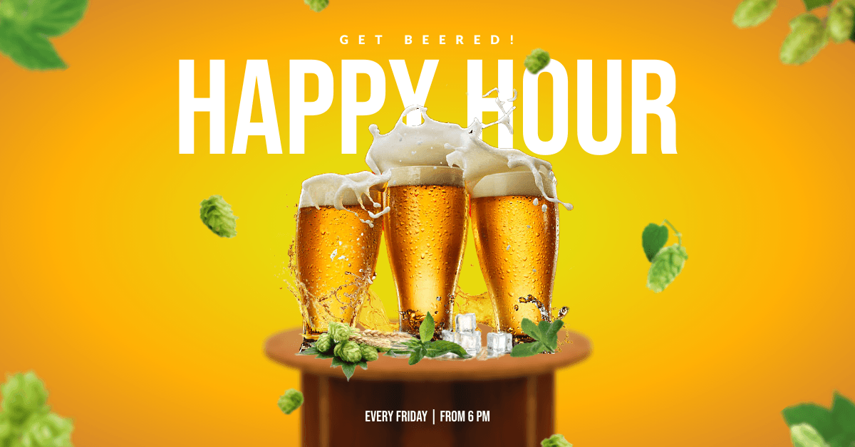 Yellow Beer PInts Happy Hour Facebook Shop Ad