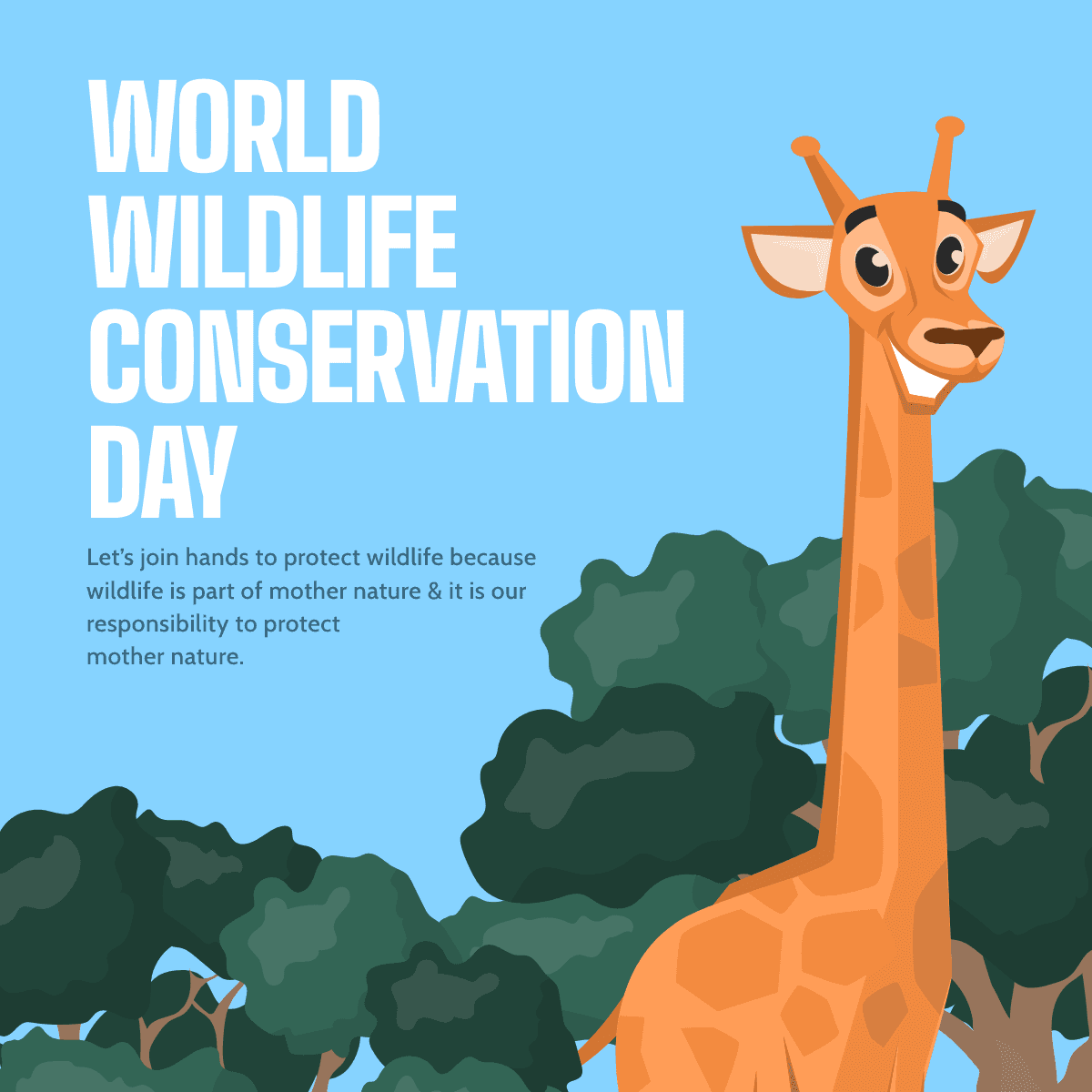 cartoon-illustrated-wildlife-conservation-day-linkedin-post-template-thumbnail-img