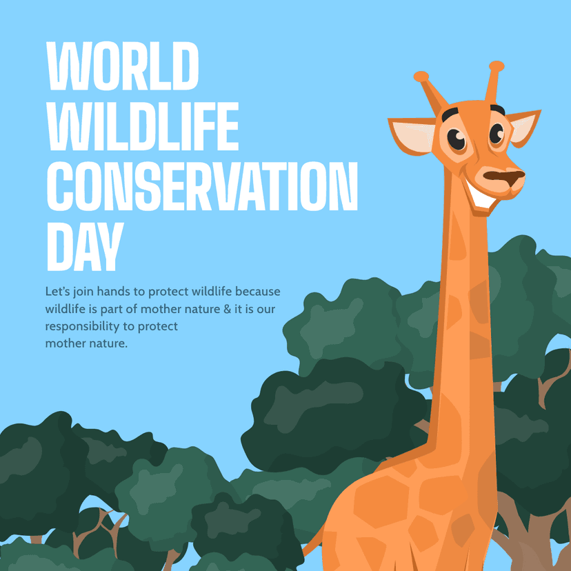 cartoon-illustrated-wildlife-conservation-day-linkedin-post-template-thumbnail-img