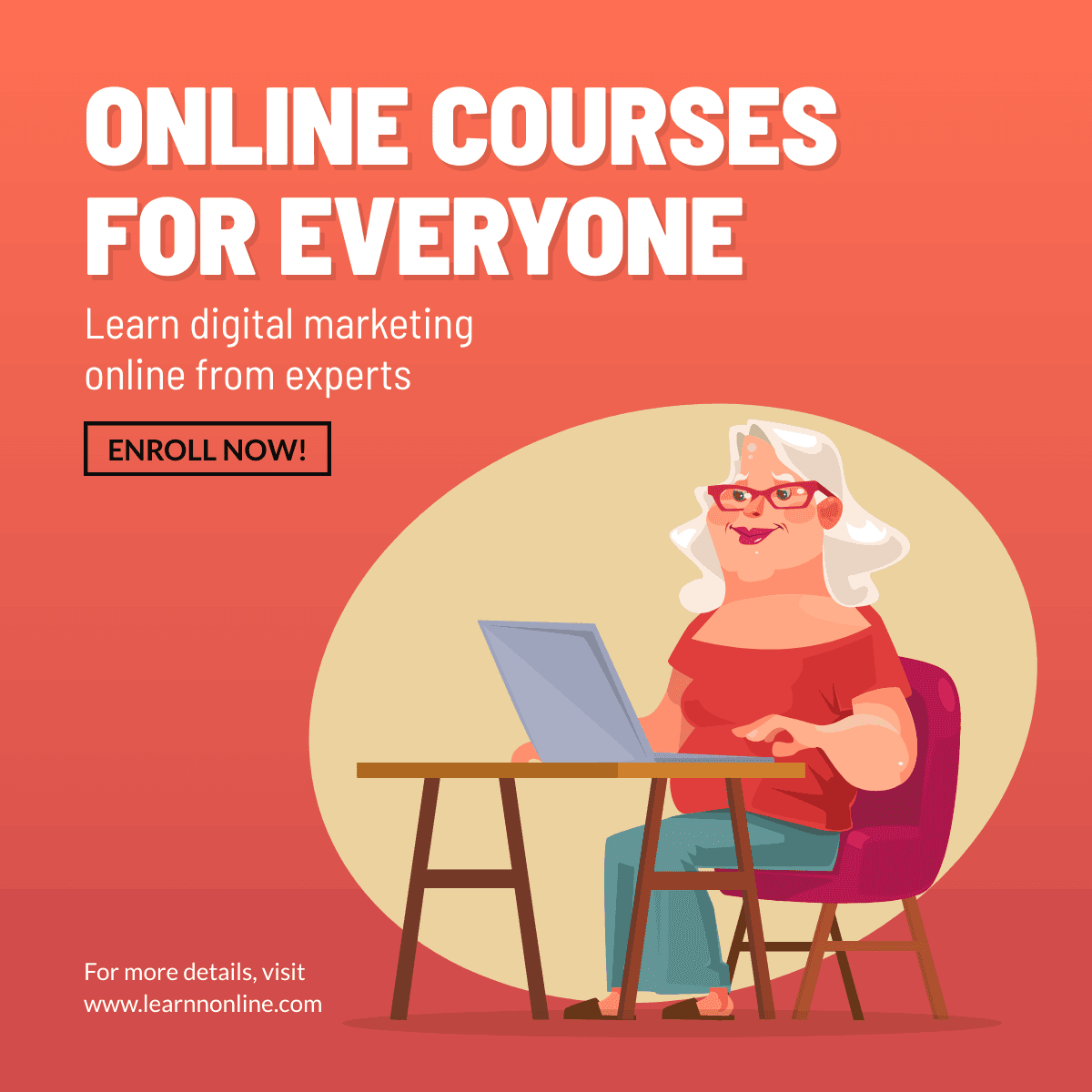 red-background-online-courses-linkedin-post-template-thumbnail-img