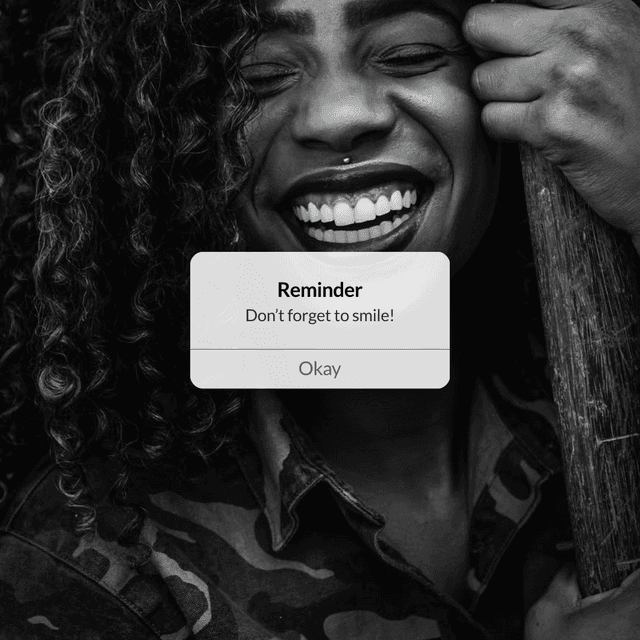 Black and White Smiling Woman Reminder Instagram Post