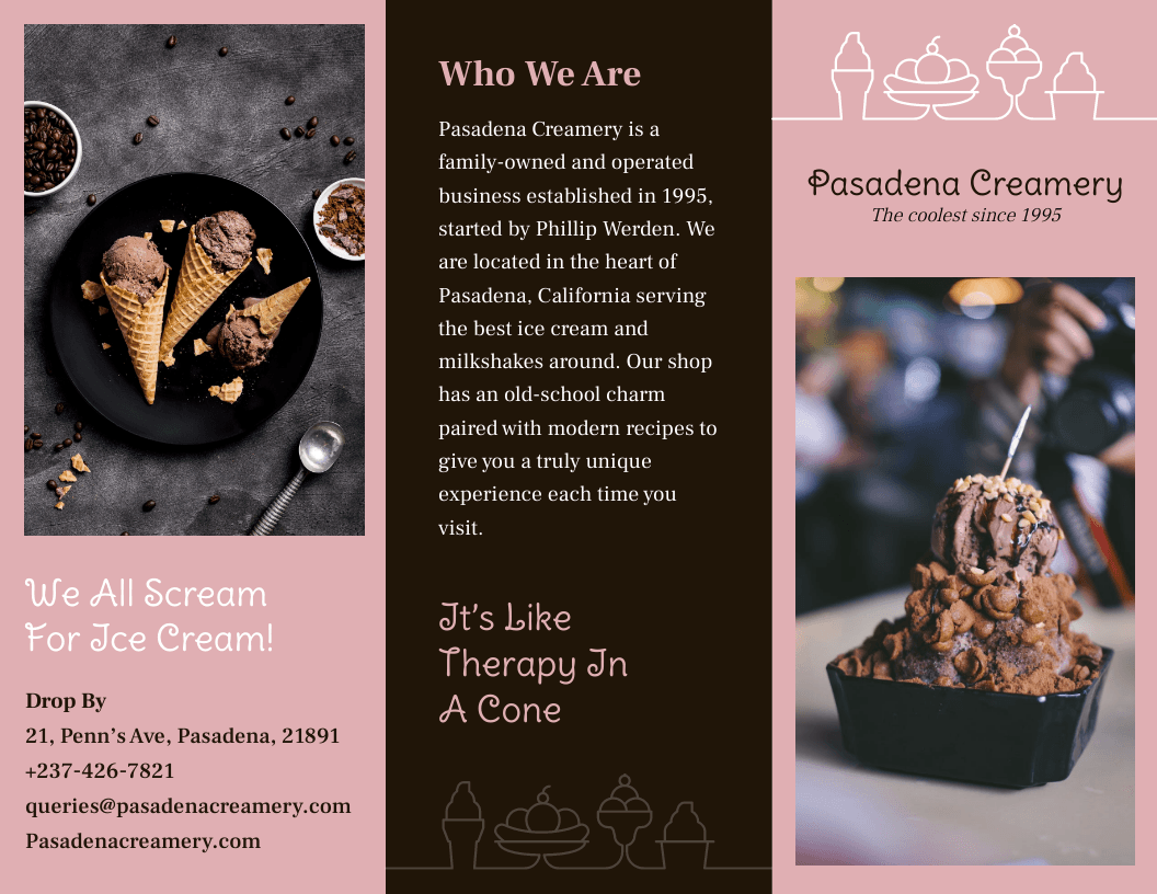 Ice Cream Illustrated Creamery Brochure Template
