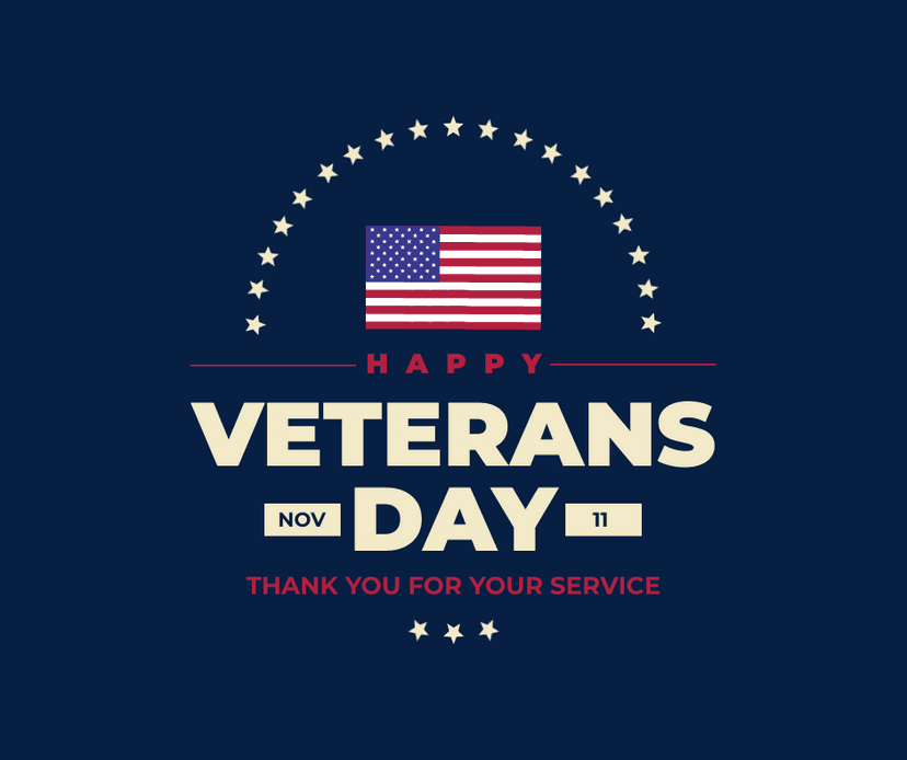 Blue Happy Veterans Day Facebook Post Template