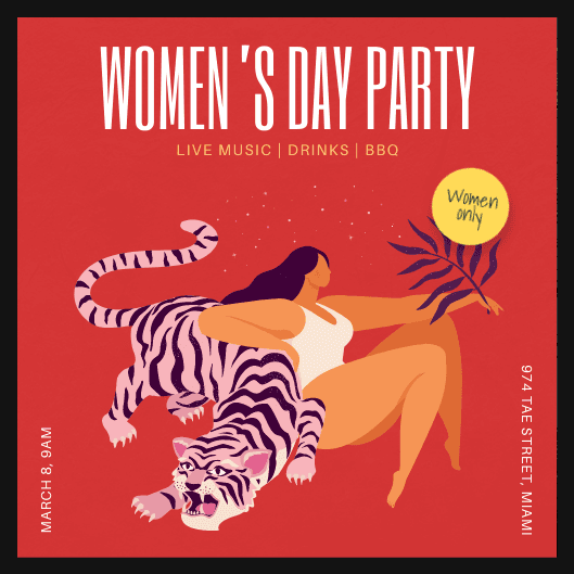 woman-with-tiger-illustrated-womens-day-party-invitation-template-thumbnail-img