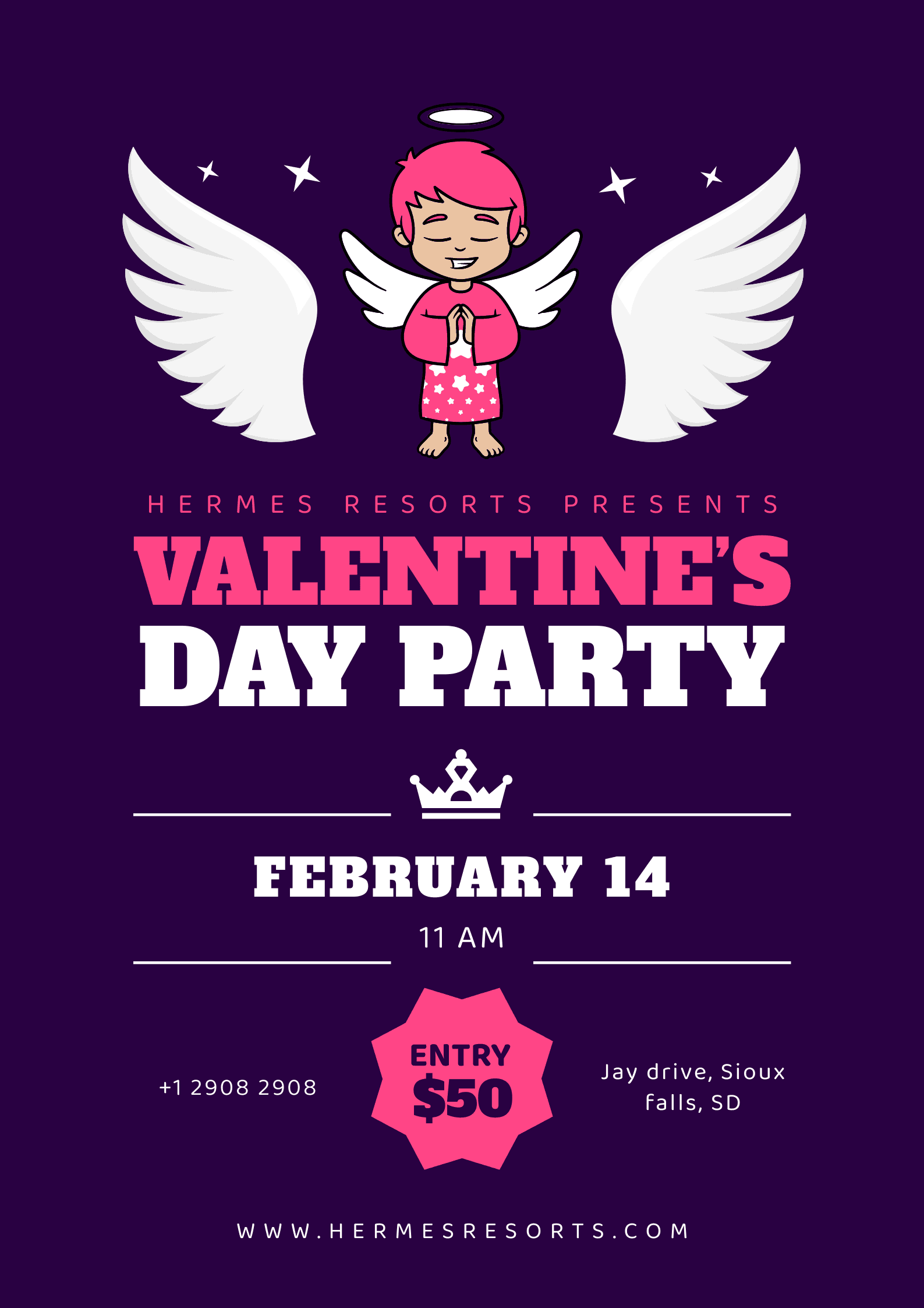 violet-background-angel-in-pink-dress-valentines-day-party-flyer-template-thumbnail-img