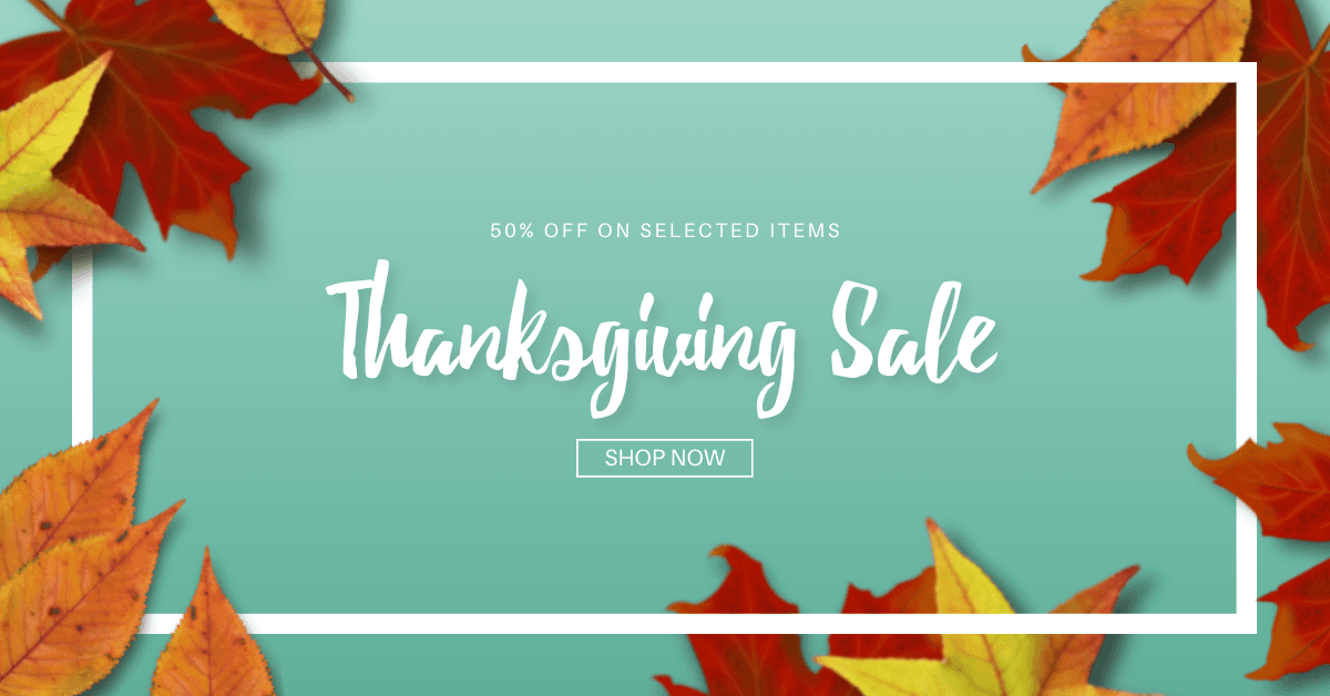 green-background-colorful-fall-leaves-thanksgiving-sale-free-facebook-ad-template-thumbnail-img