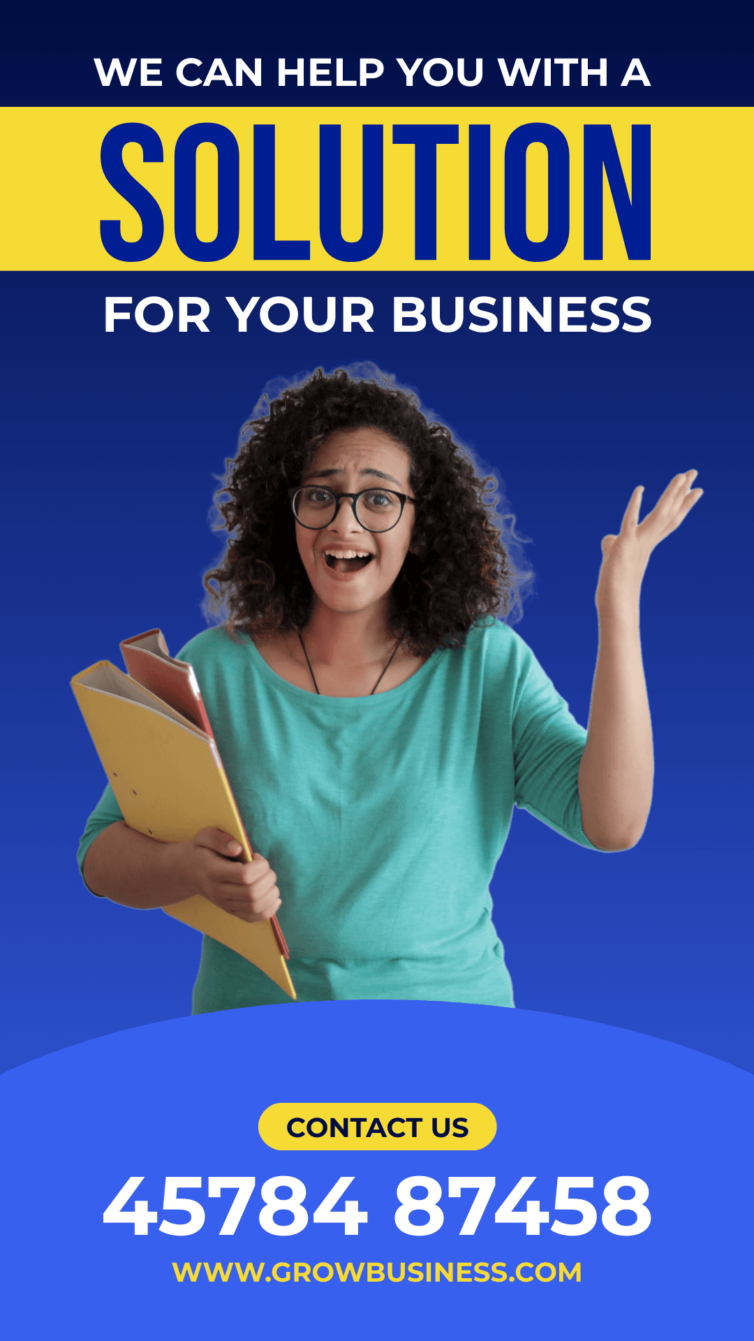 girl-with-curly-hair-wearing-green-t-shirt-business-solution-whatsapp-story-template-thumbnail-img