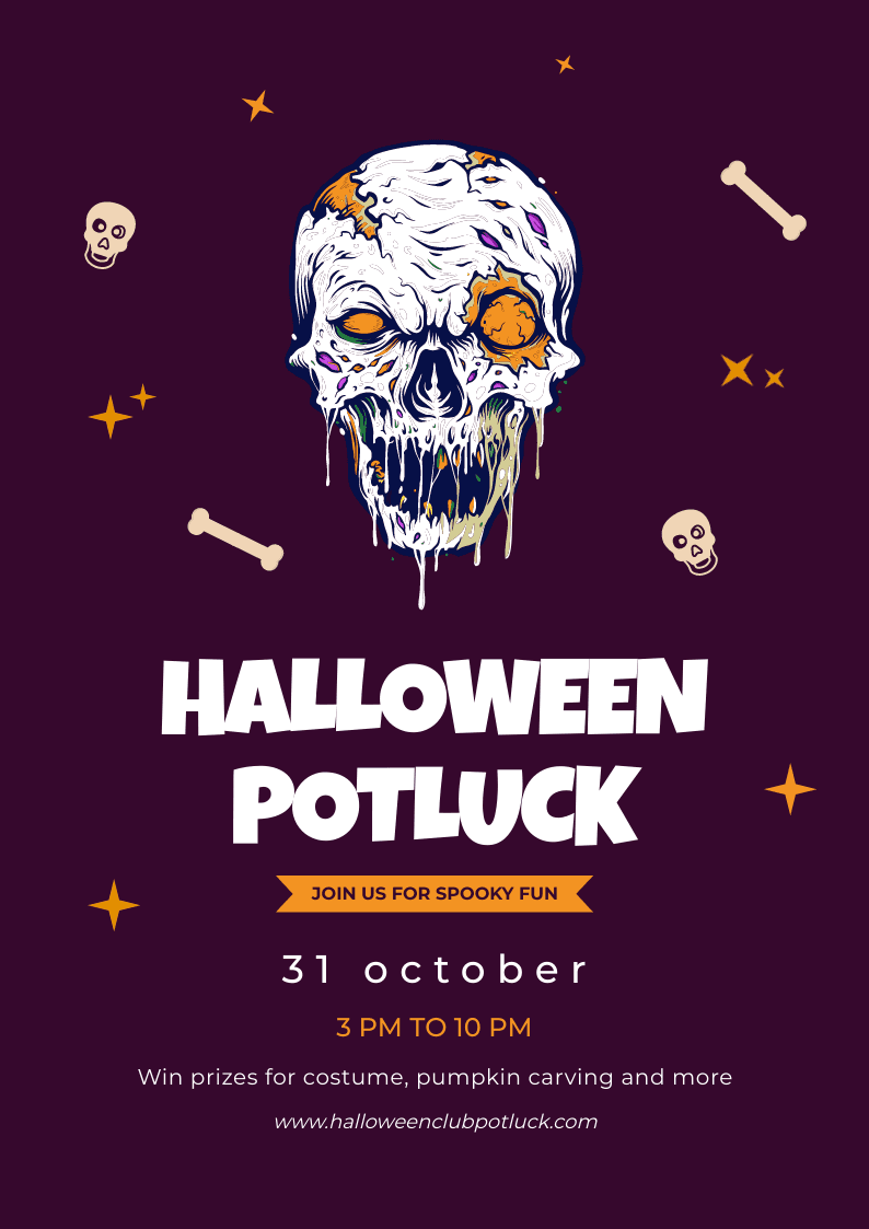 maroon-background-skull-halloween-potluck-flyer-template-thumbnail-img