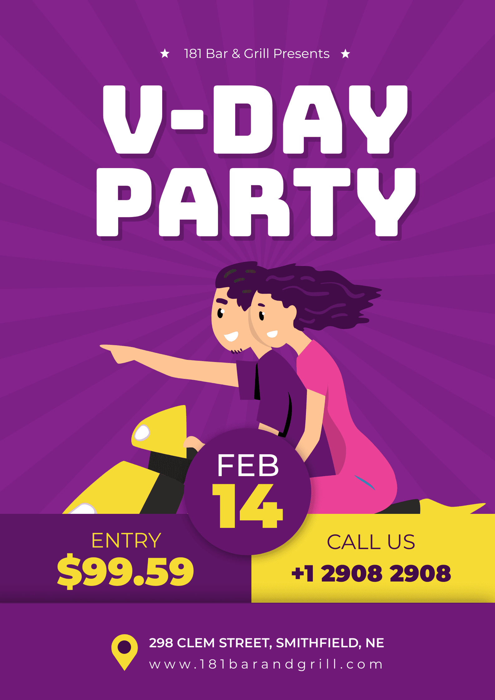 violet-background-couple-riding-bike-v-day-party-flyer-template-thumbnail-img