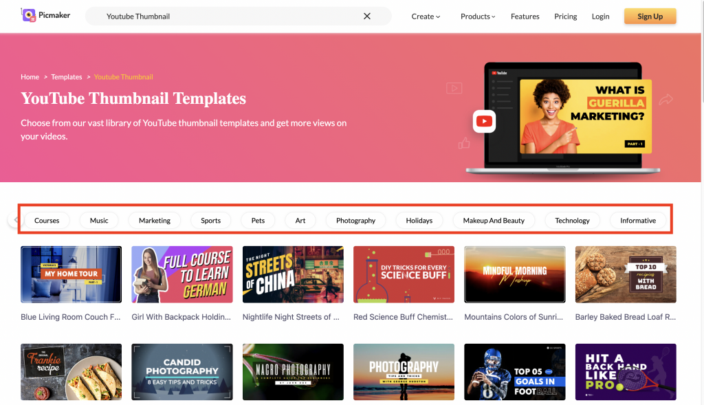 Dynamic templates sub categories